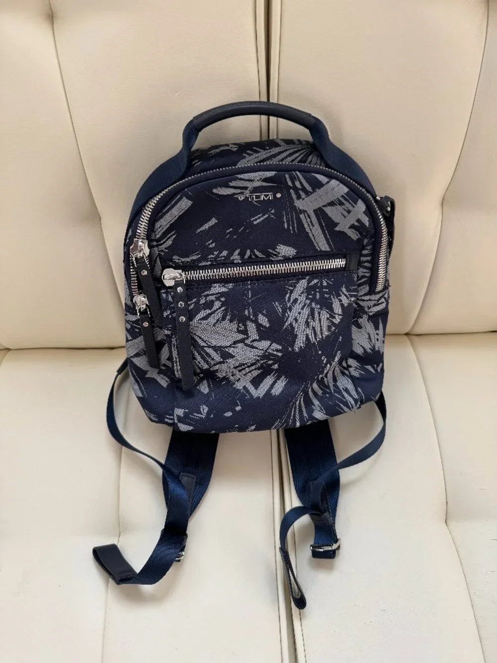 Tumi small Whitney backpack abstract navy blue gray travel mini limited edition